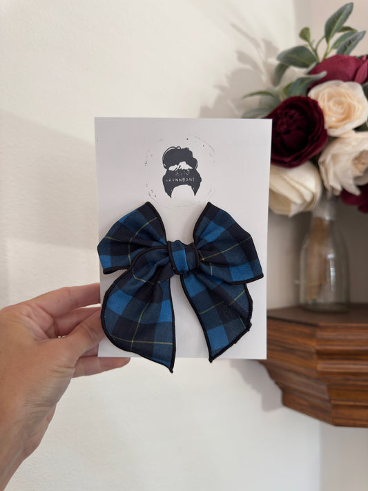 Blue Plaid Fable Bow