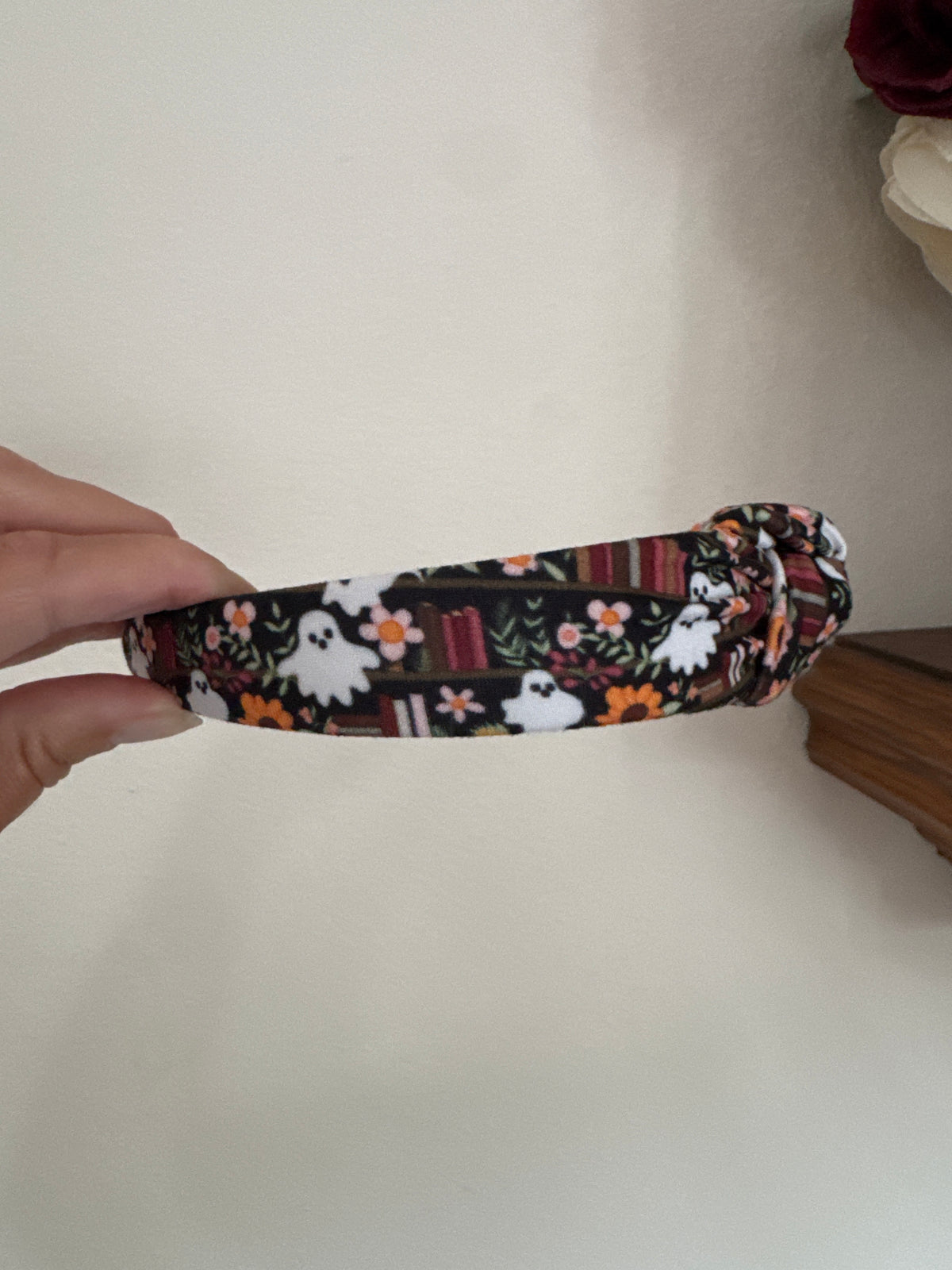 Ghost Library Books Top Knot Headband, Halloween Fall Hair