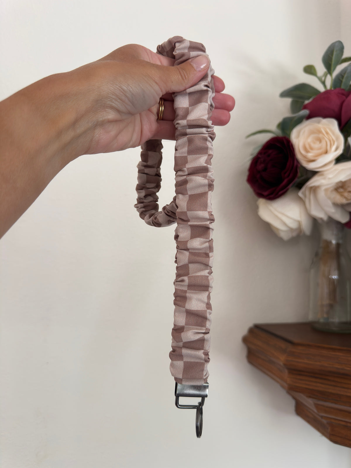 Brown Checkered Lanyard or Wristlet