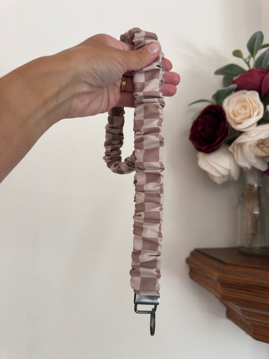 Brown Checkered Lanyard or Wristlet