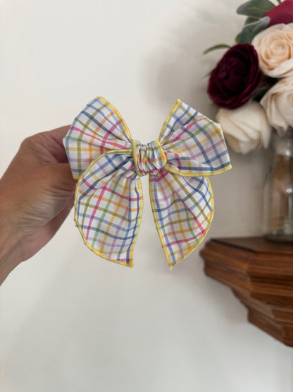 Rainbow Check Fable Bow