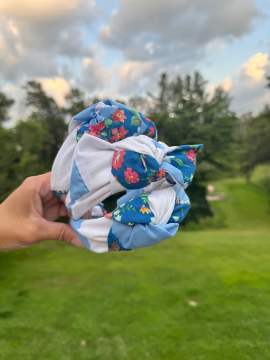 REPURPOSED Blue Quilt Top  Headband
