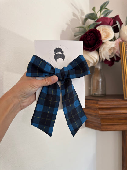Blue Plaid Floppy Bow