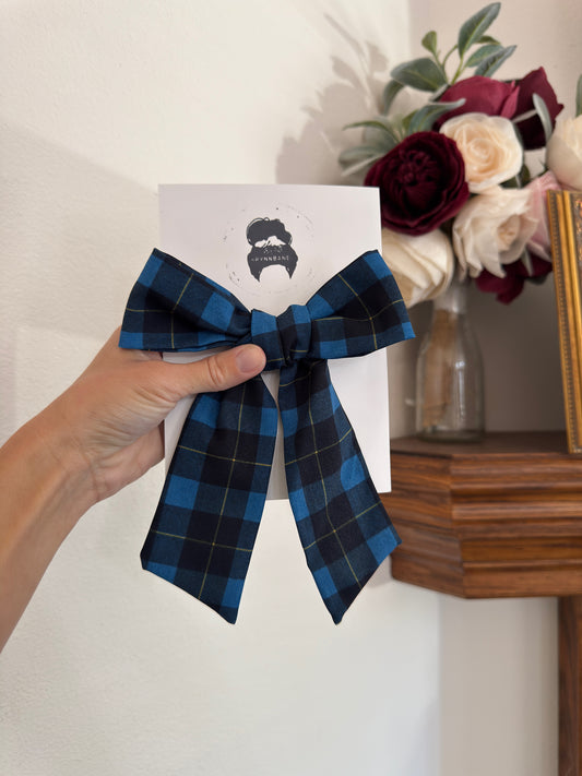 Blue Plaid Floppy Bow