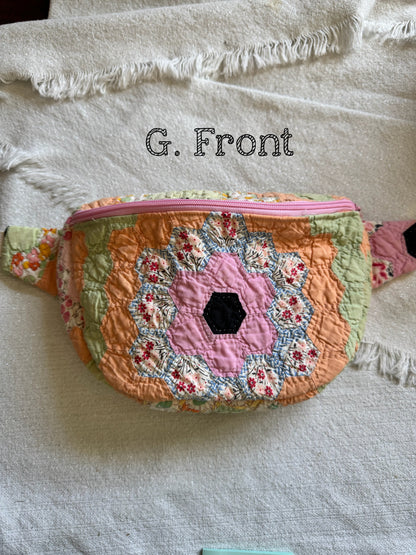 Handmade Vintage Repurposed Quilt Bum Bag