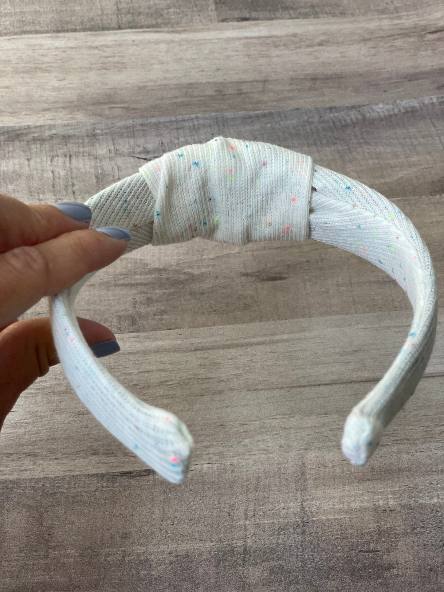 White Confetti Dot Top Knot Headband, Brynnbands, Hard Headband, Knotted Headband, Top Knot