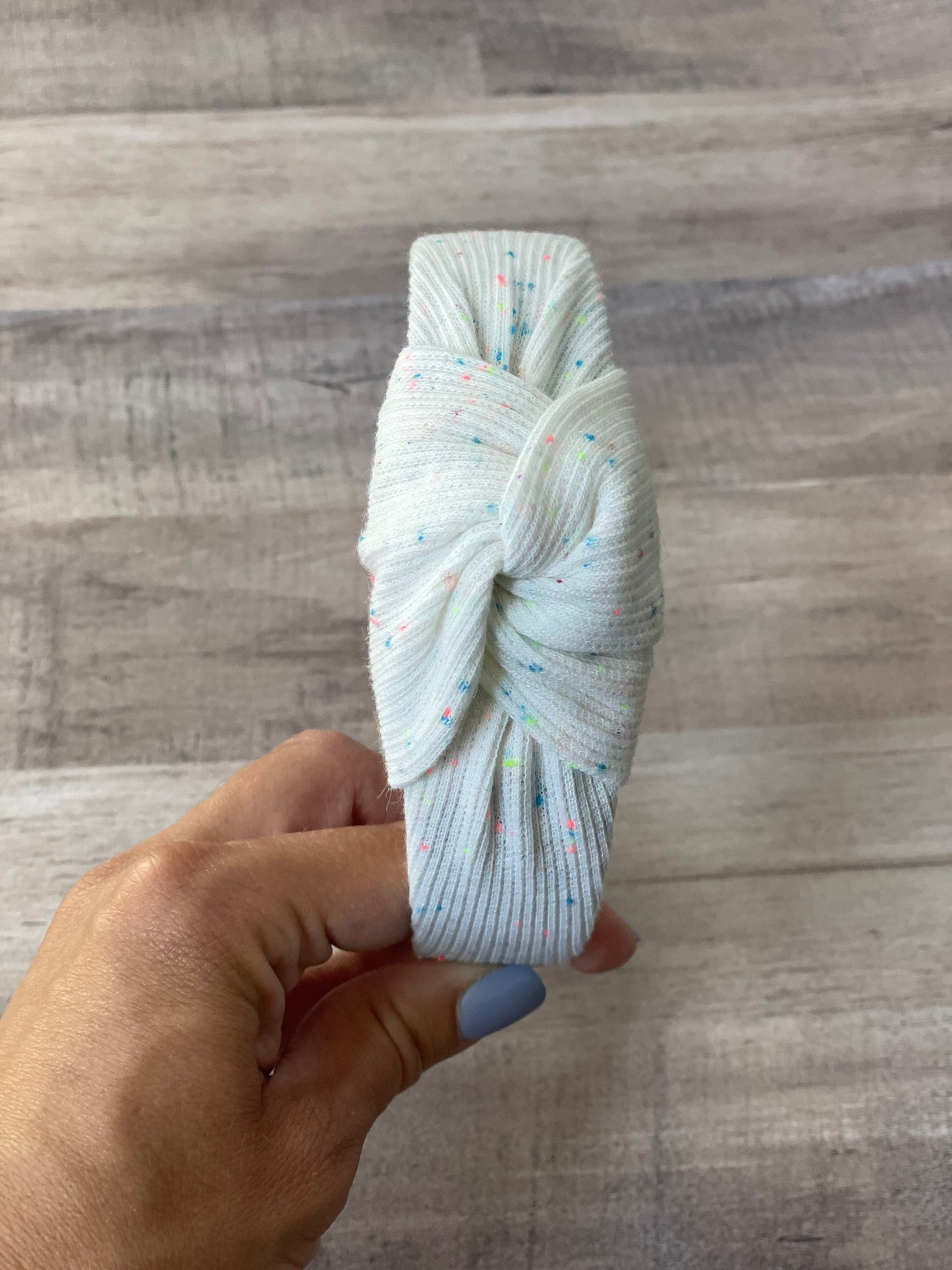 White Confetti Dot Top Knot Headband, Brynnbands, Hard Headband, Knotted Headband, Top Knot