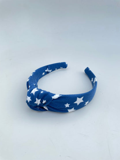 Navy Stars Top Knot Headband, Brynnbands, Hard Headband, Knotted Headband, Top Knot