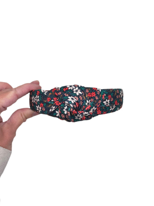 Poinsettias Top Knot Headband, Brynnbands, Hard Headband, Knotted Headband,