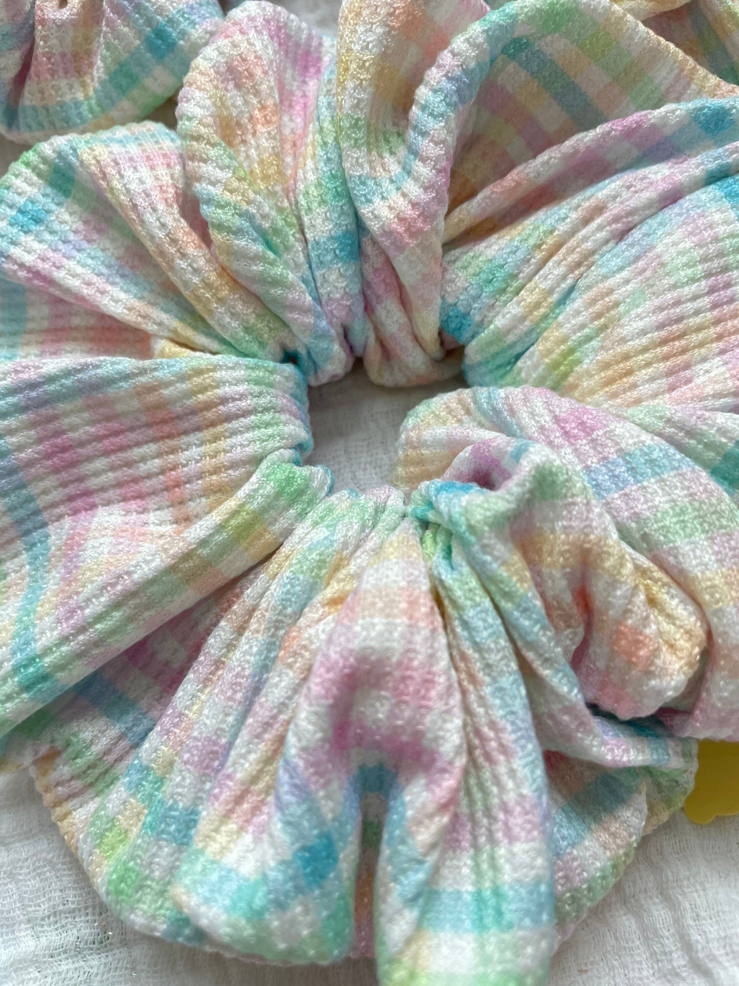 Pastel Gingham Waffle Knit Scrunchie, Soft Scrunchie, Easter Basket, Easter Scrunchie, Brynnbands, Scrunchy, Solid Scrunchie