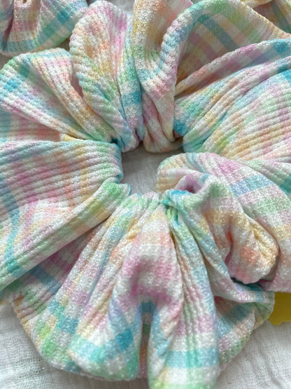 Pastel Gingham Waffle Knit Scrunchie, Soft Scrunchie, Easter Basket, Easter Scrunchie, Brynnbands, Scrunchy, Solid Scrunchie