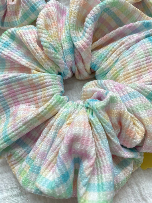 Pastel Gingham Waffle Knit Scrunchie, Soft Scrunchie, Easter Basket, Easter Scrunchie, Brynnbands, Scrunchy, Solid Scrunchie