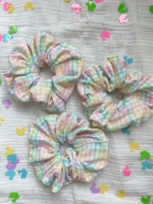 Pastel Gingham Waffle Knit Scrunchie, Soft Scrunchie, Easter Basket, Easter Scrunchie, Brynnbands, Scrunchy, Solid Scrunchie