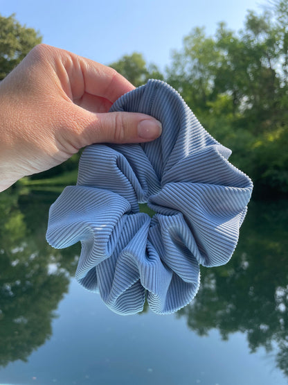 Blue Ribbed SWIM pool Scrunchie