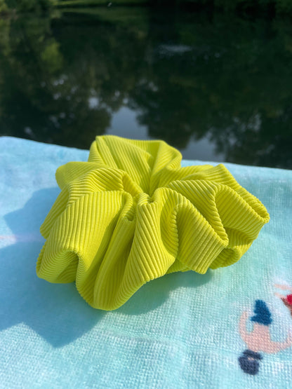 Neon Lime Swimsuit Scrunchie: Oversized Pool Hair Tie