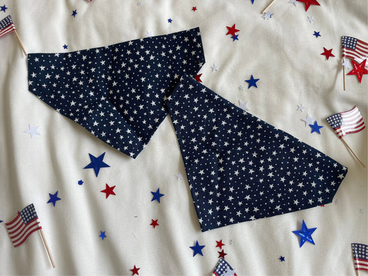 Blue Stars Dog Bandanna: Over the Collar 4th of July Neck Tie