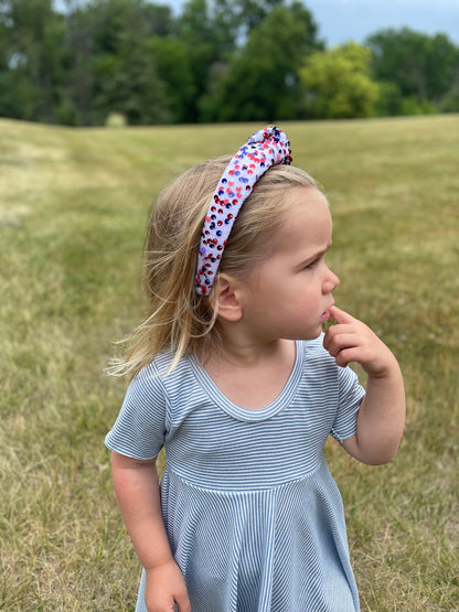 Red White Blue Sequin Top Knot Headband - 4th of July