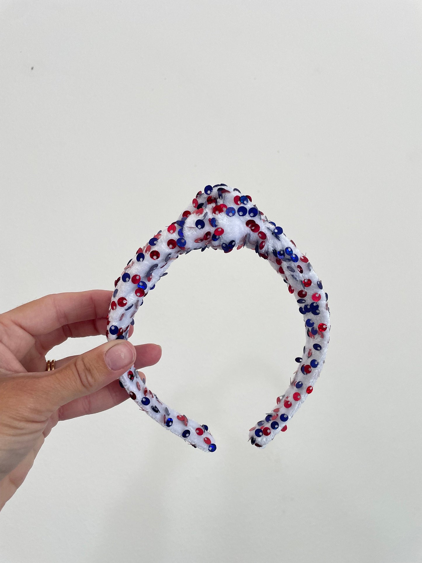Red White Blue Sequin Top Knot Headband - 4th of July