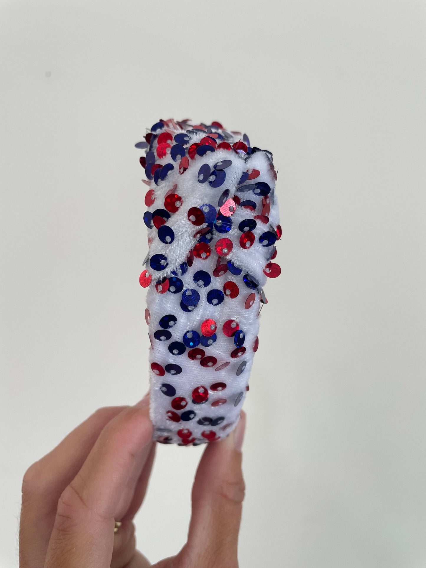 Red White Blue Sequin Top Knot Headband - 4th of July