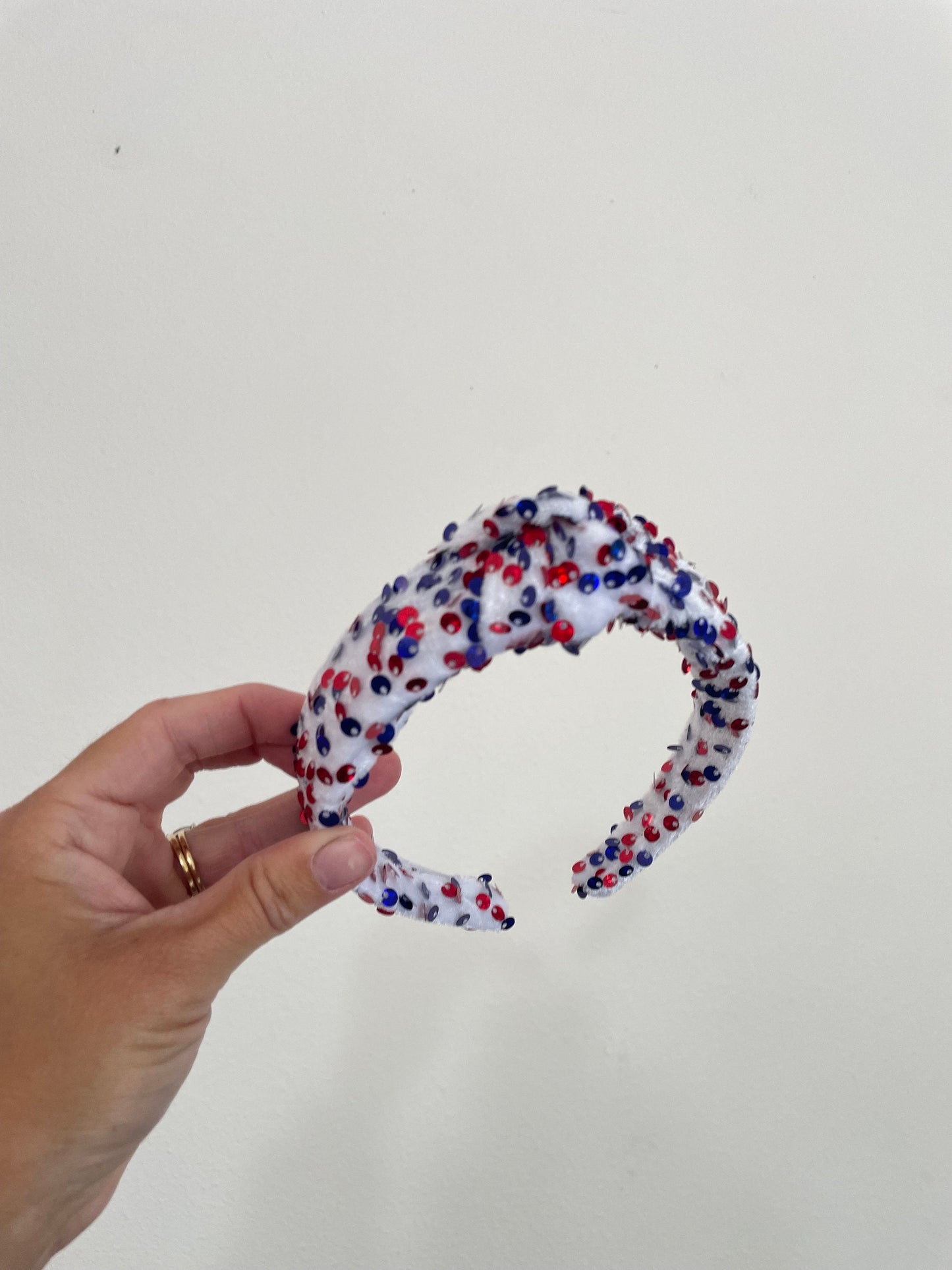Red White Blue Sequin Top Knot Headband - 4th of July