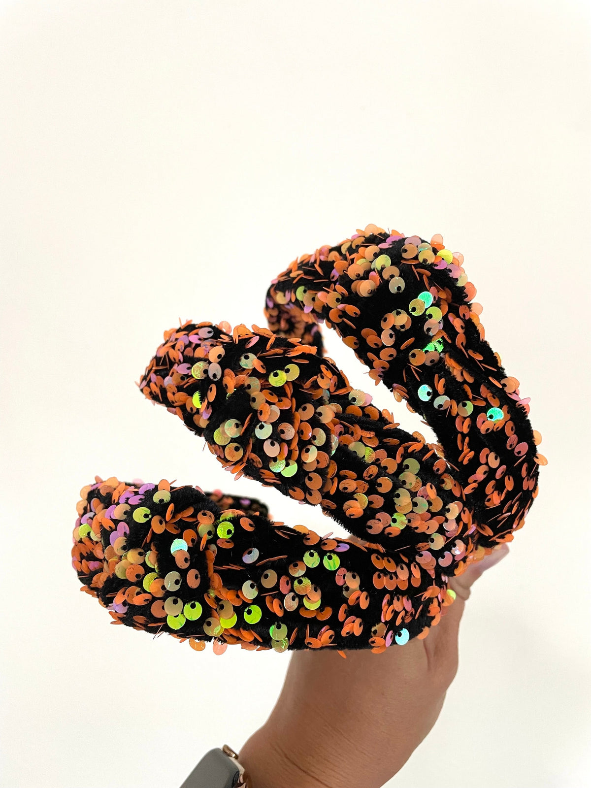 Orange Sequin Top Knot