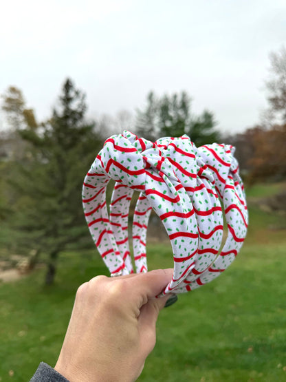Christmas Tree Cake Headband: Bendable Holiday Top Knot