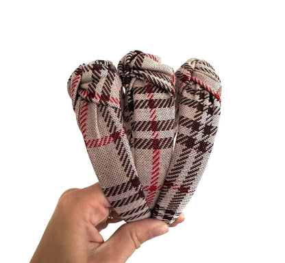 Brown Plaid Knot Headband, PLaid Headband,Fall Headband, Brynnbands, Hard Headband, Knotted Headband, Fall Hair