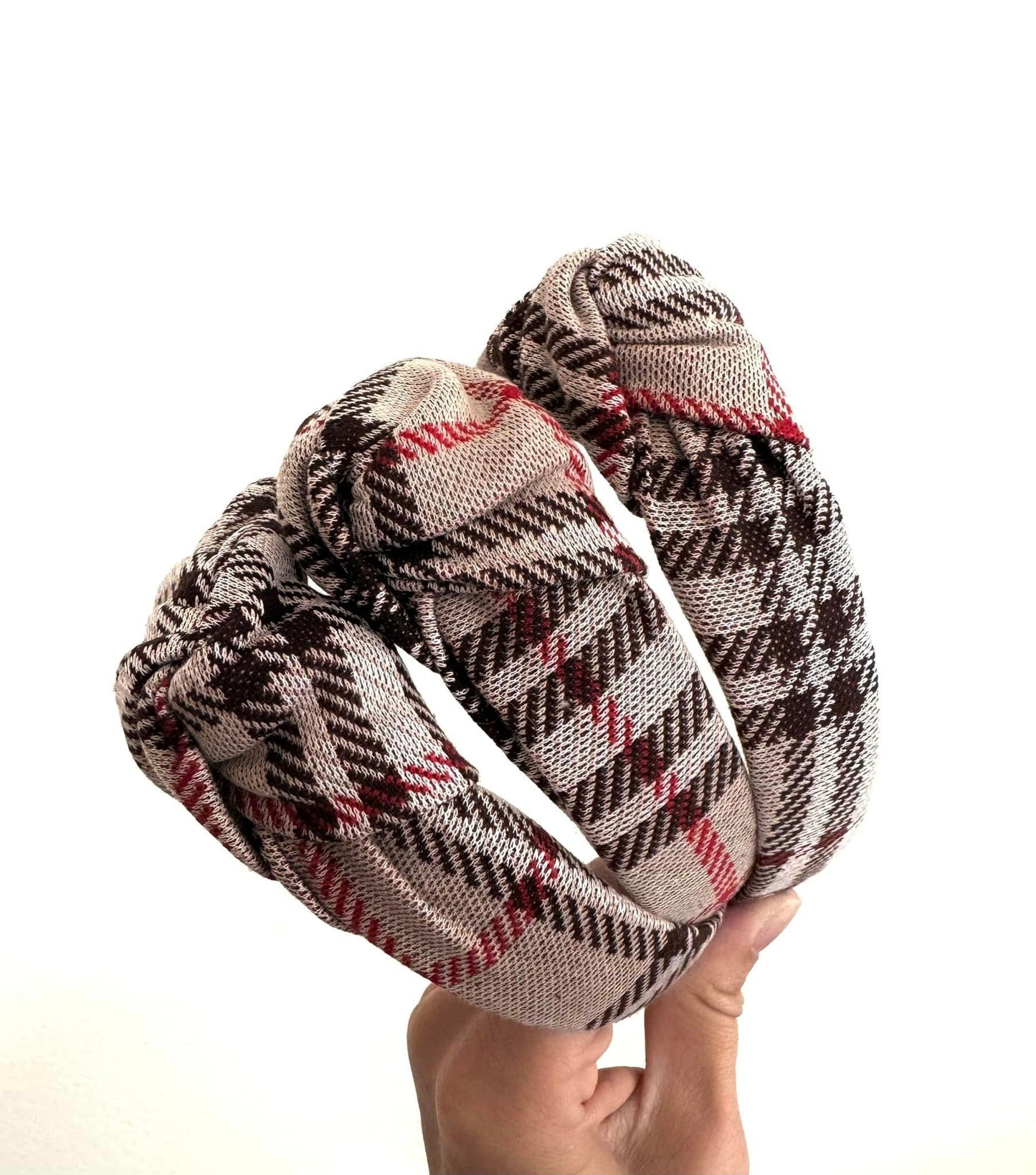 Brown Plaid Knot Headband, PLaid Headband,Fall Headband, Brynnbands, Hard Headband, Knotted Headband, Fall Hair