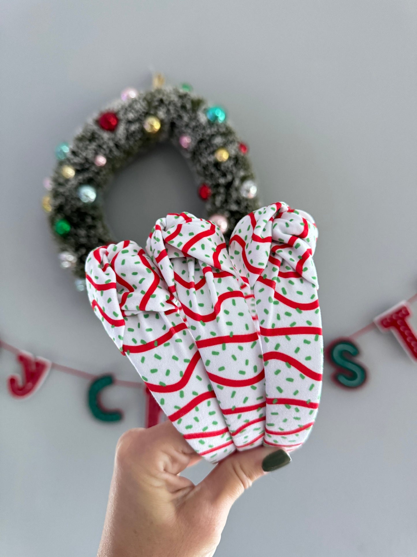 Christmas Tree Cake Headband: Bendable Holiday Top Knot