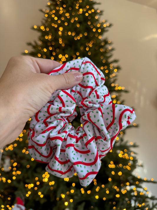 Christmas Tree Cakes Scrunchie, Christmas Scrunchie, Brynnbands, Hair Scrunchie, Hair Tie, , Oversized scrunchie