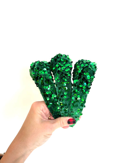 Green Sequin Top Knot
