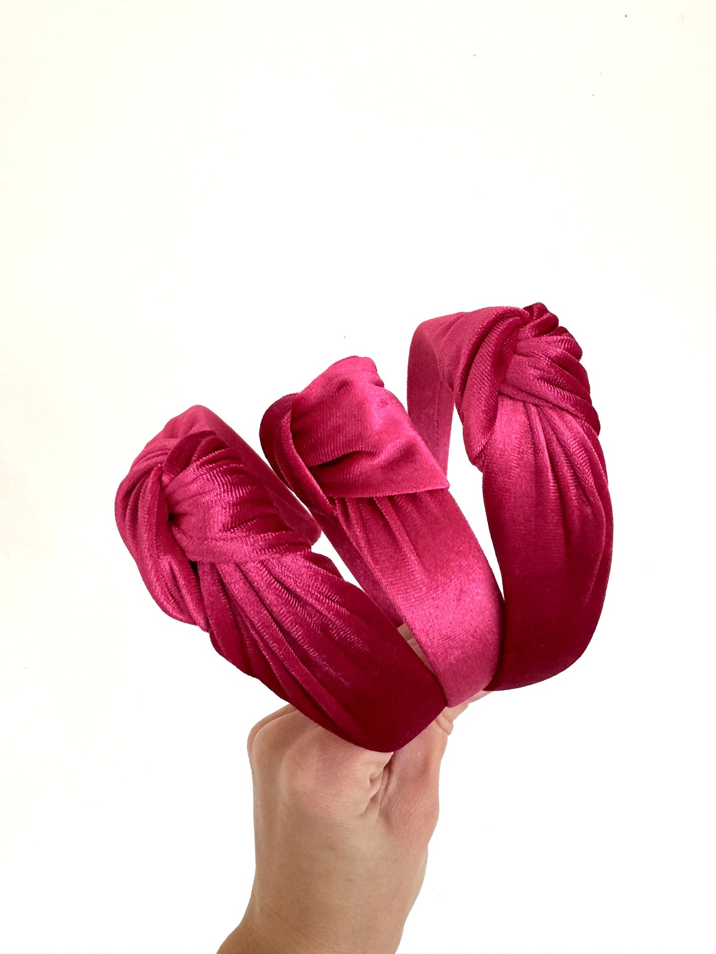 Hot Pink Velvet Top Knot Headband - Brynnbands