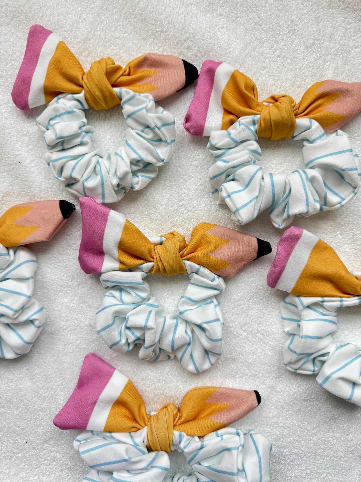 Handmade Pencil Scrunchie, Back to School Hair Tie
