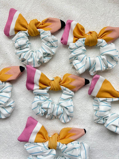 Handmade Pencil Scrunchie, Back to School Hair Tie