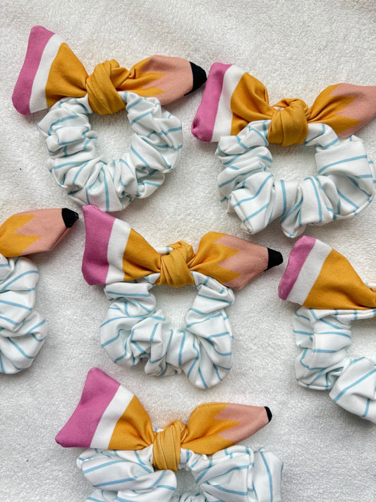 Handmade Pencil Scrunchie, Back to School Hair Tie