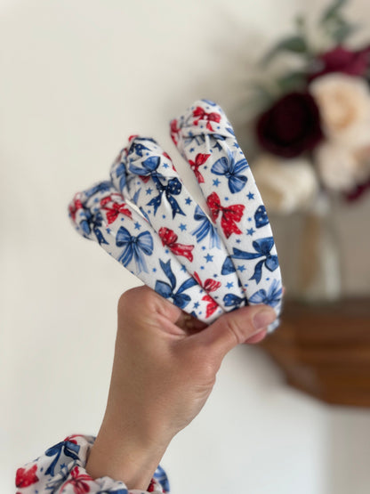 Americana Bows Headband, Hard Headband , Hair Headband , Tie Dye Headband, Brynnbands