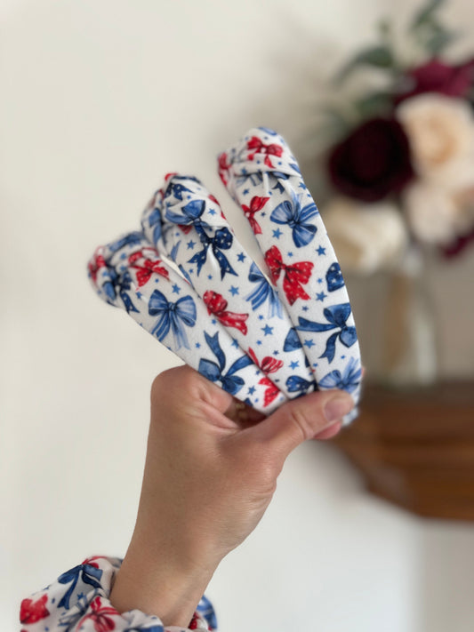 Americana Bows Headband, Hard Headband , Hair Headband , Tie Dye Headband, Brynnbands