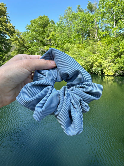 Blue Ribbed SWIM pool Scrunchie