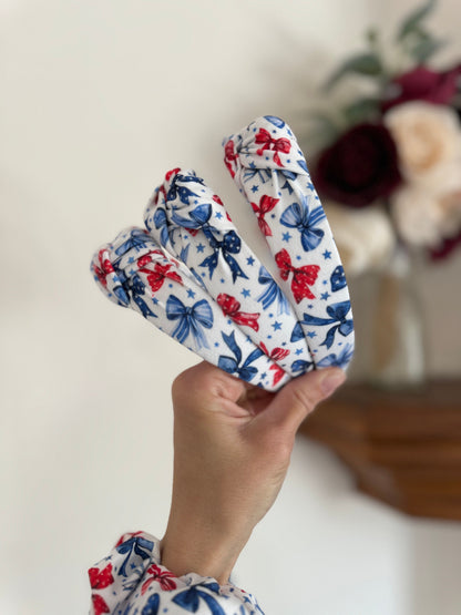 Americana Bows Headband, Hard Headband , Hair Headband , Tie Dye Headband, Brynnbands