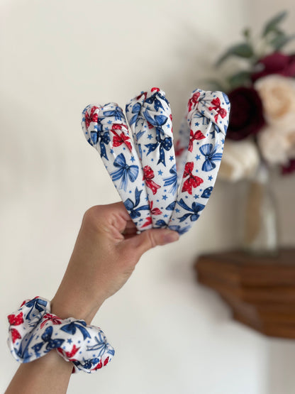 Americana Bows Headband, Hard Headband , Hair Headband , Tie Dye Headband, Brynnbands