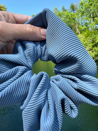 Blue Ribbed SWIM pool Scrunchie