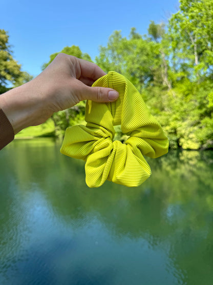 Neon Lime Swimsuit Scrunchie: Oversized Pool Hair Tie