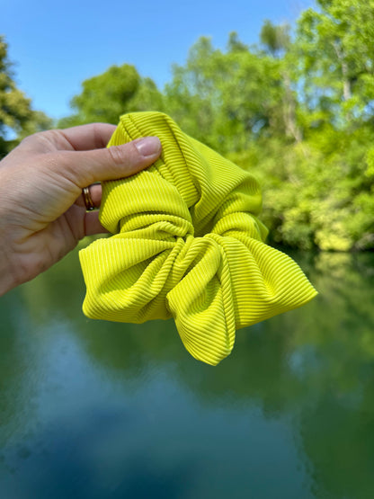 Neon Lime Swimsuit Scrunchie: Oversized Pool Hair Tie