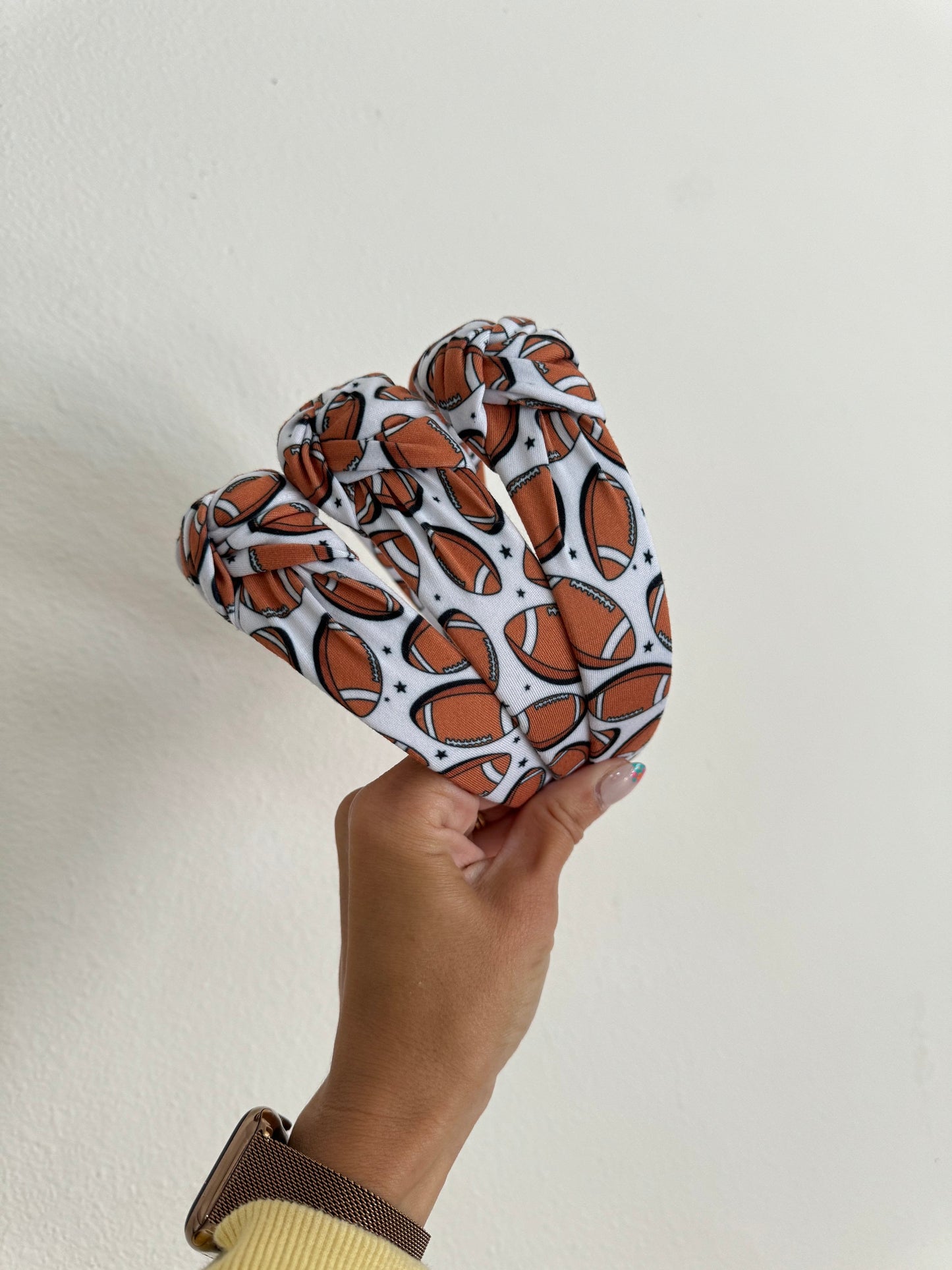 Football Print Top Knot Headband, Brynnbands, Fall Hair