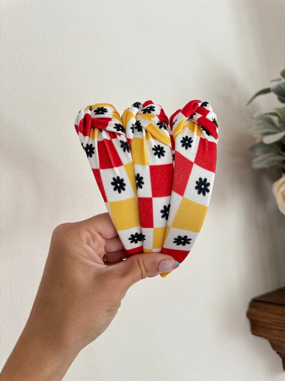 Red & Yellow Checkered Top Knot