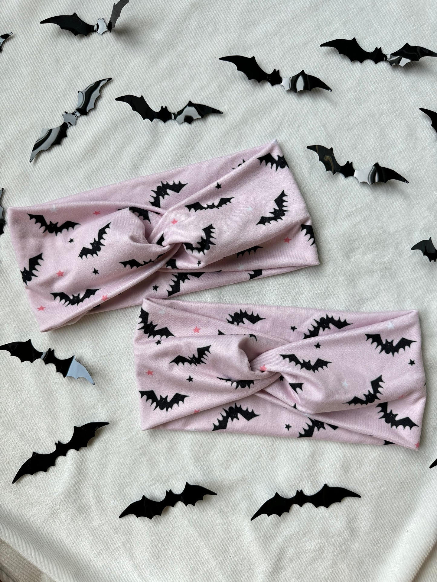 Pink Bats Halloween Headband,  Brynnbands, Turban Headband, Twisted Headband, Fall Hair, Fall headband