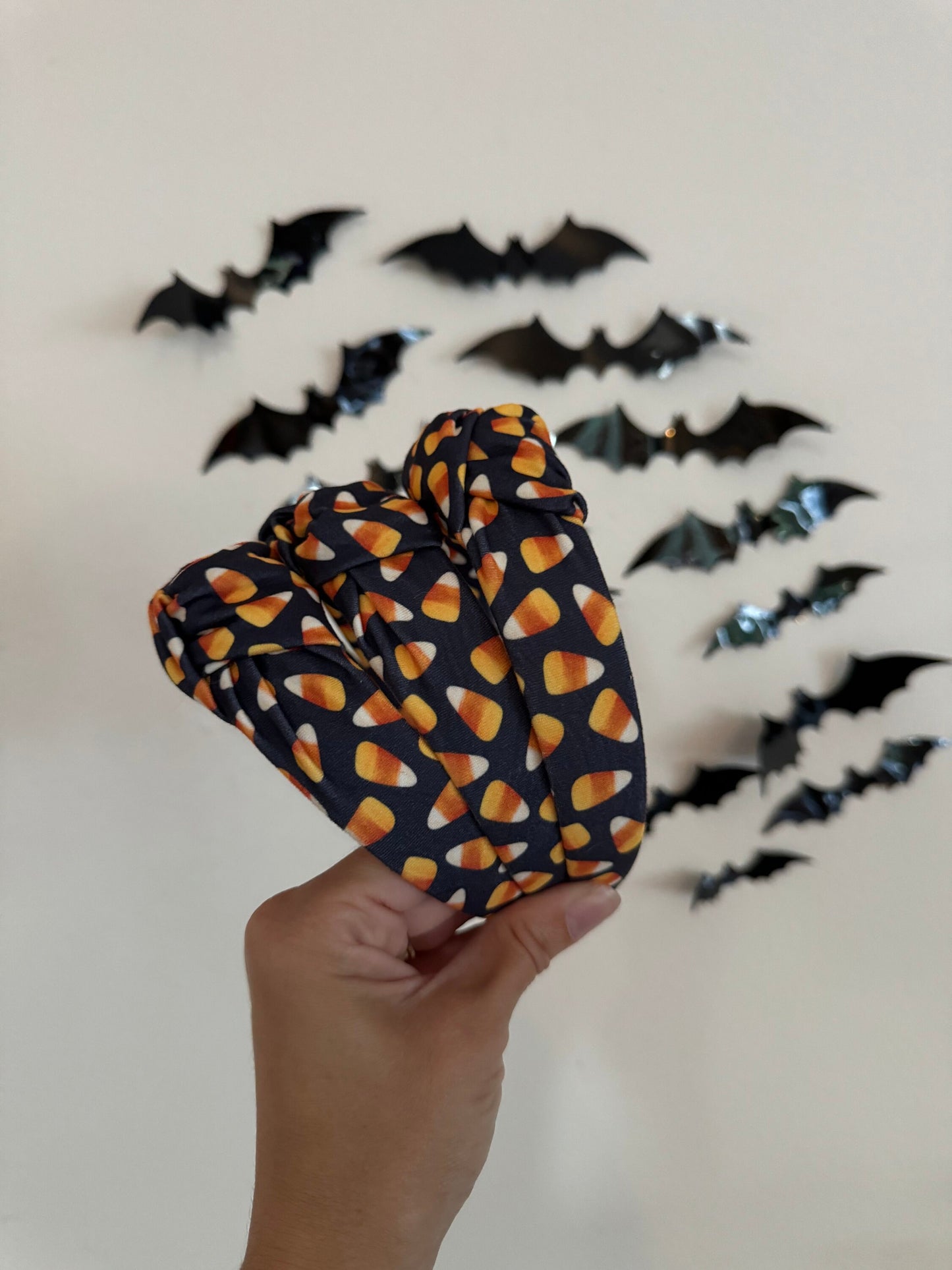 Candy Corn Headband,  Halloween Top Knot Headband, Brynnbands, Hard Headband, Top Knot, Top Knot Headband, Spooky Headband