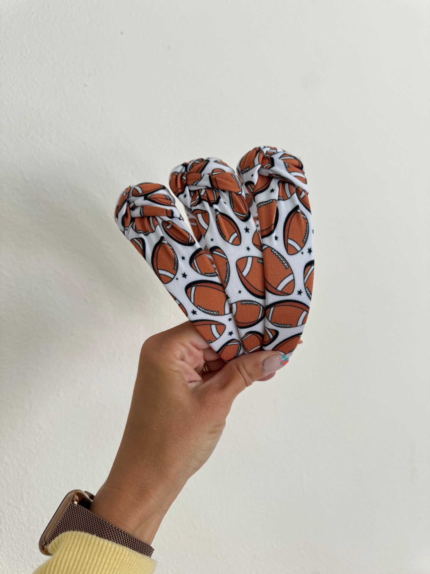 Football Print Top Knot Headband, Brynnbands, Fall Hair