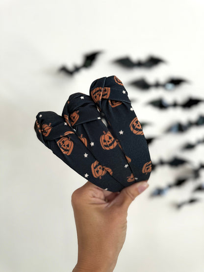 Jack O Lantern Top Knot Headband,
