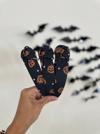 Jack O Lantern Top Knot Headband,